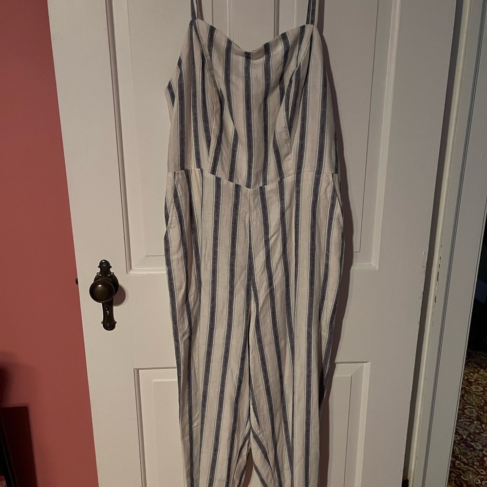 Old Navy Striped Blue and White Jumpsuit